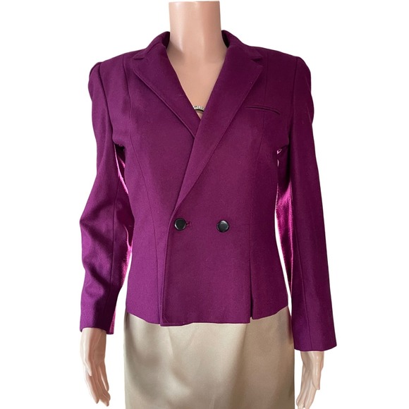 VTG Sasson Wool Blazer Sz 10 Magenta Cropped Double Breasted 80s‎ Paris NY - Picture 4 of 16